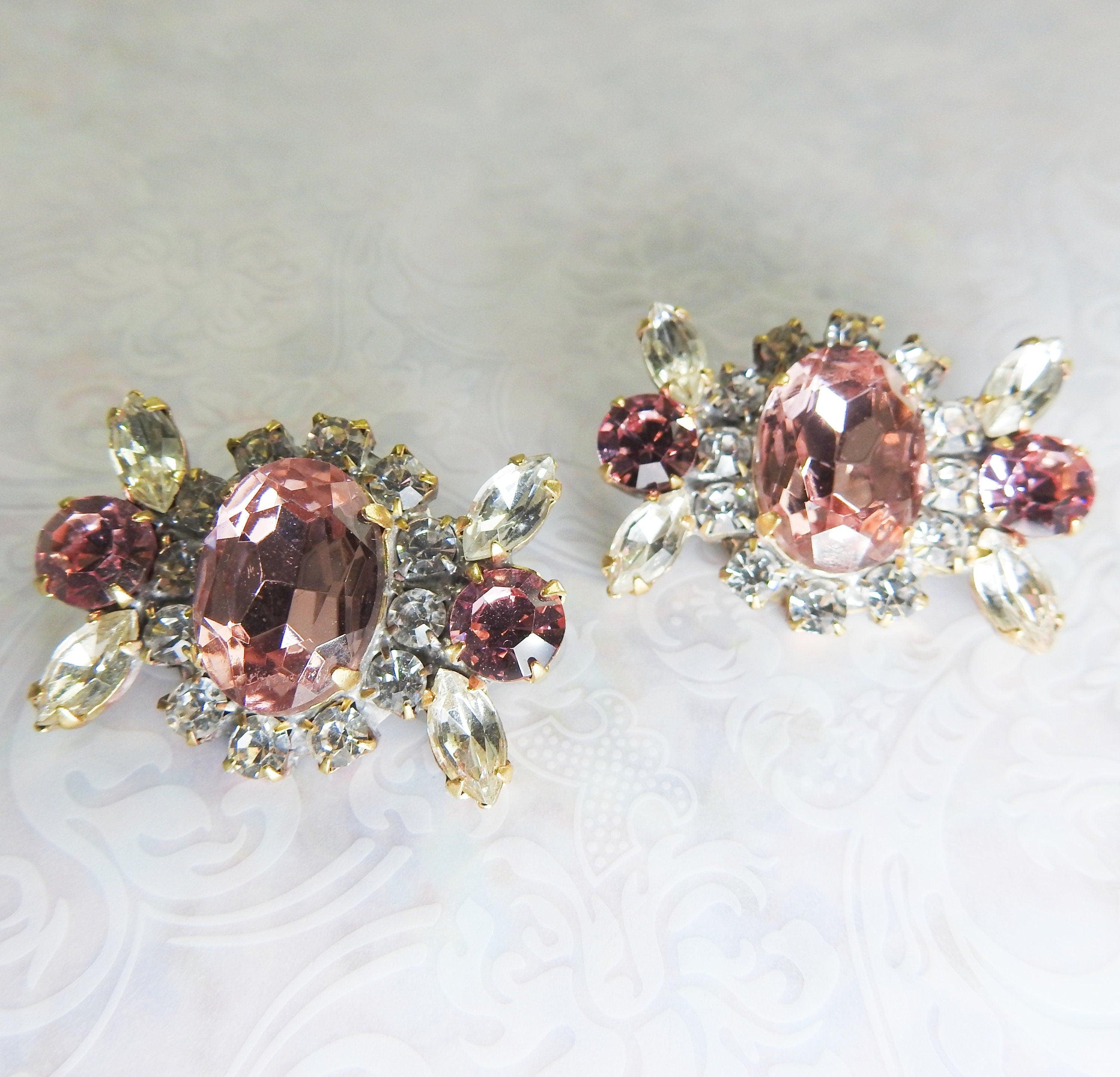 Large fancy pink glass buttons – zazaofcanada