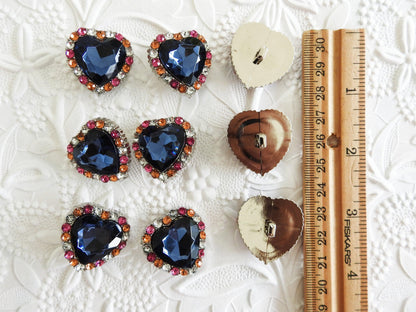 navy blue large heart buttons
