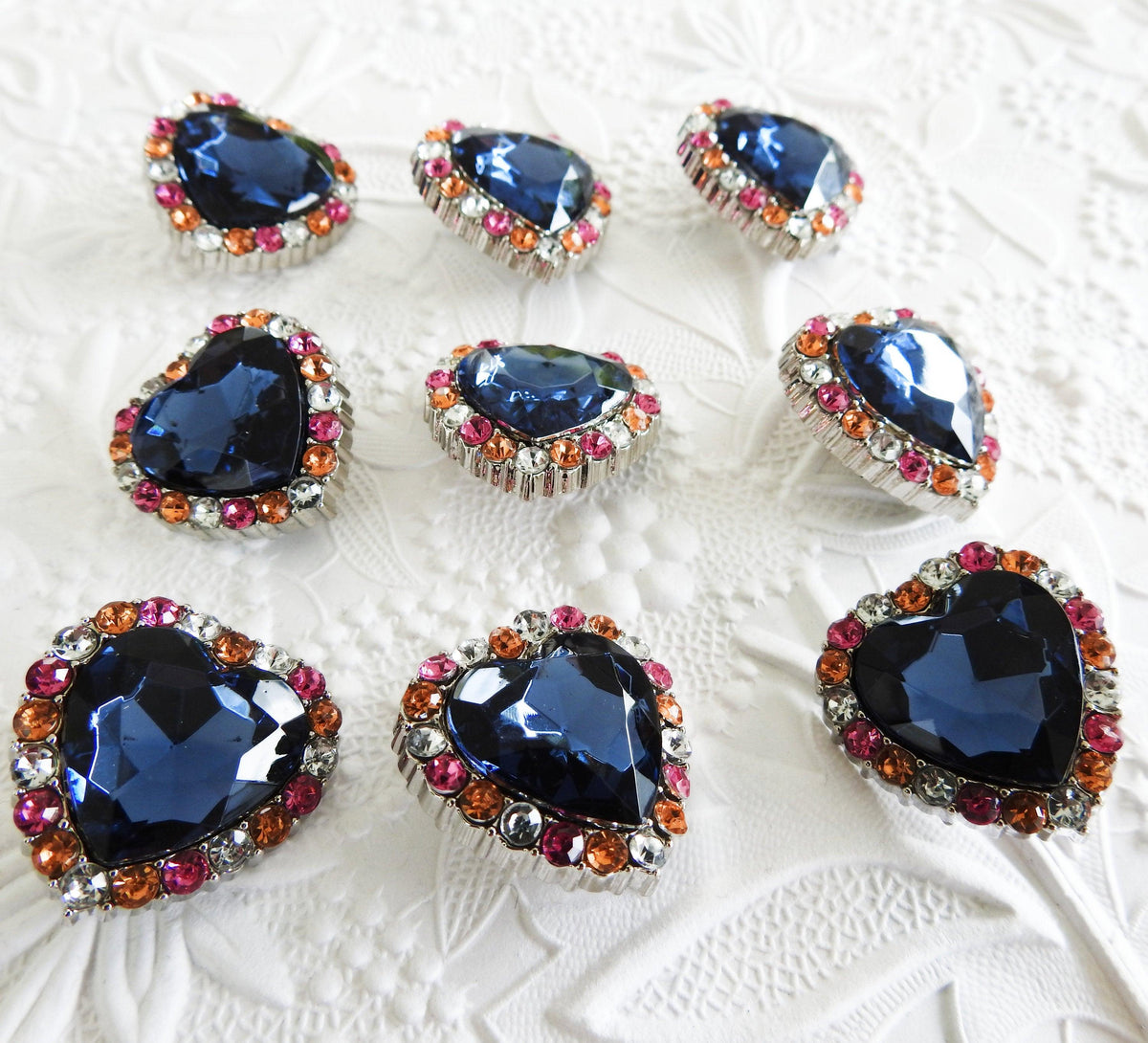 Large heart buttons - Rhinestone buttons – zazaofcanada