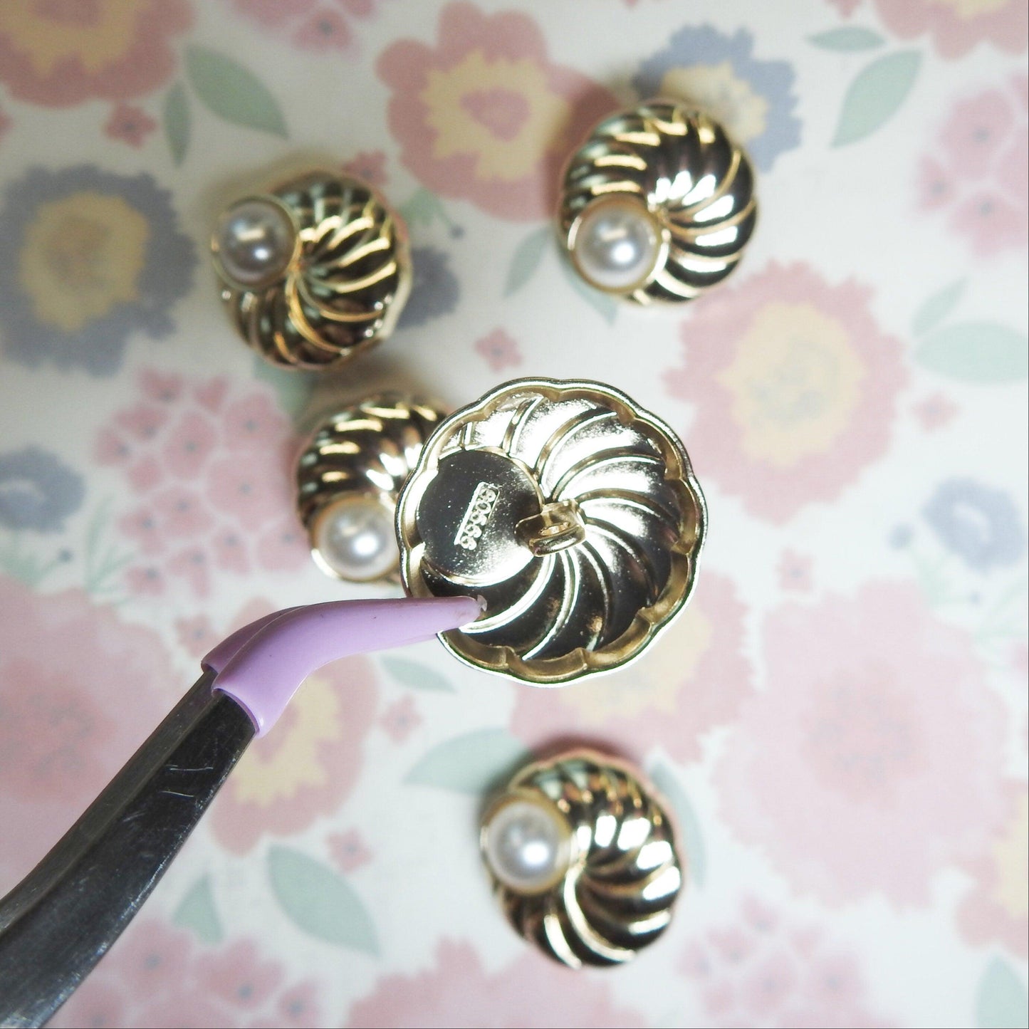 large pearl buttons gold