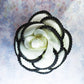 One flower camelia CC buttons made from white black elegant fabric, for making home decor arrangements, french chic floral wedding bouquet