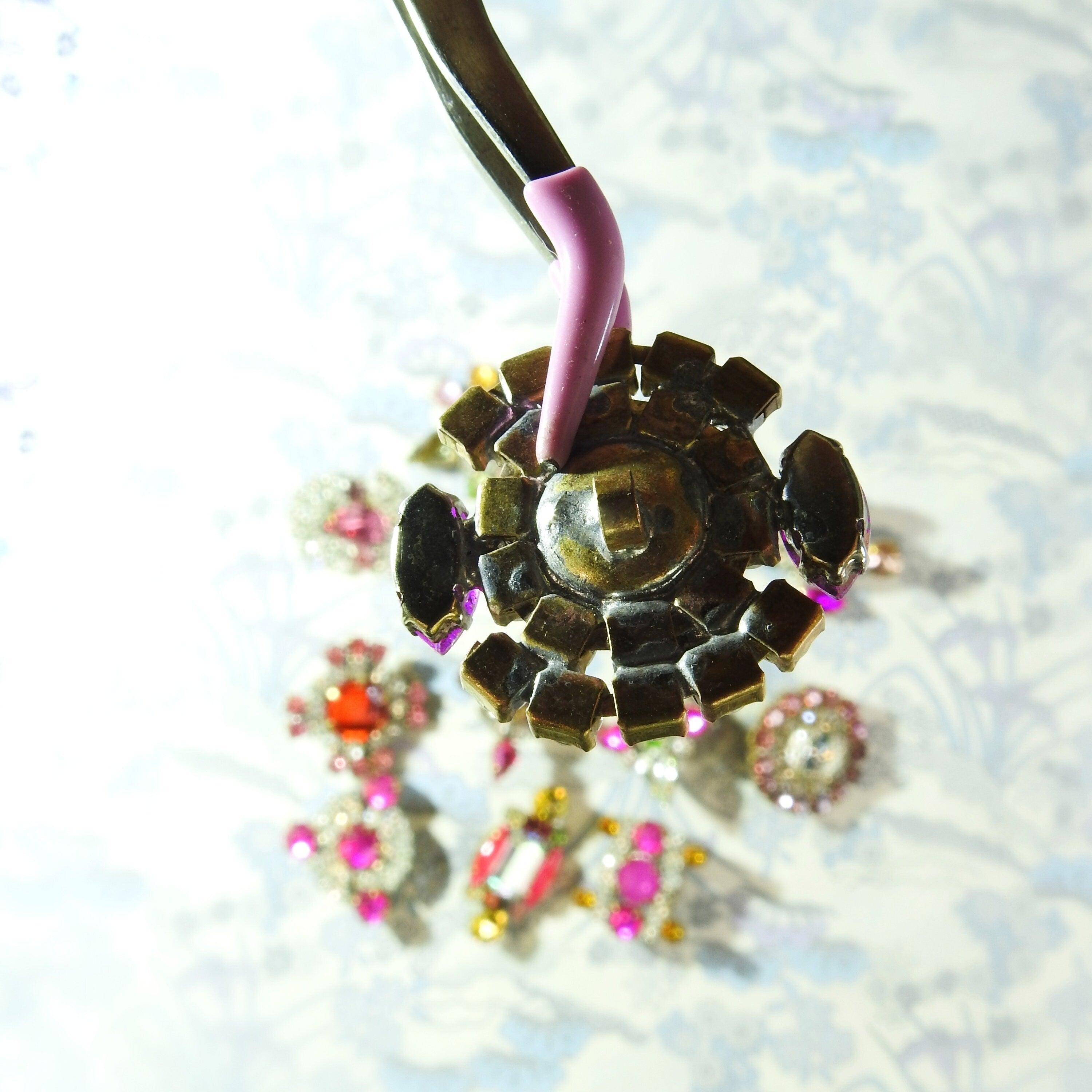 Pink colored glass buttons