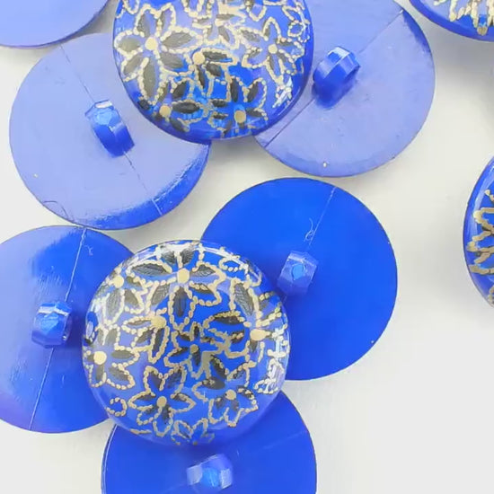Decorative blue Shank Back Buttons Set of 5 | Made in Italy