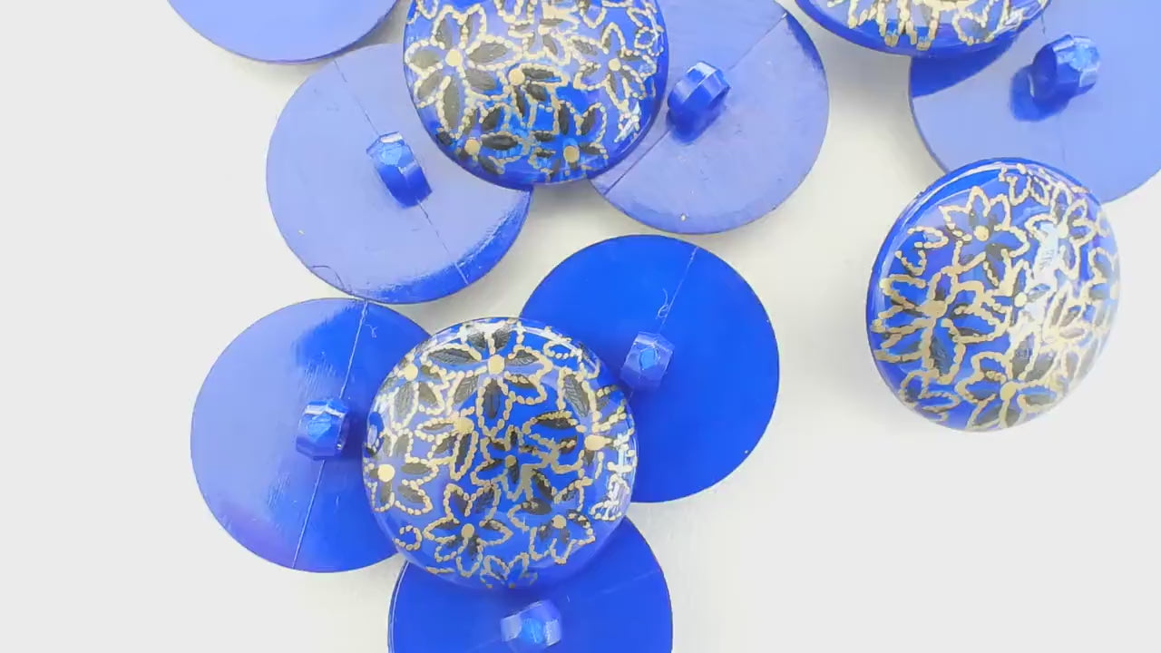 Decorative blue Shank Back Buttons Set of 5 | Made in Italy