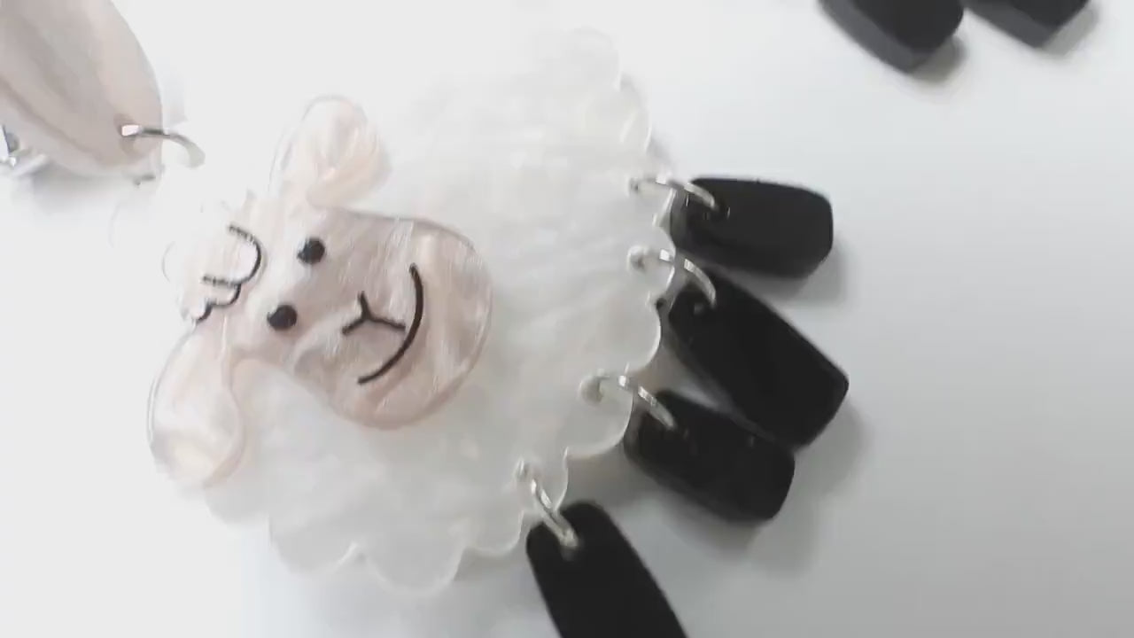 Cute Sheep Earrings Clip on | Long Playful non-pierced earring pair | White and Black