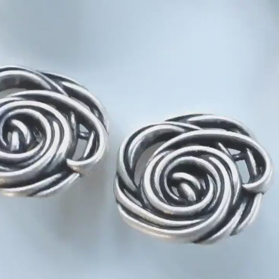 Silver-Colored Flower-Shaped Buttons - 30mm