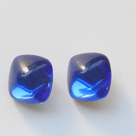 Vintage Blue Glass Buttons 15x15 mm