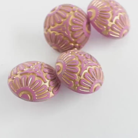 Set of 4 Vintage Inspired Purple Floral Buttons – 18mm Resin Shank Buttons for Decorating