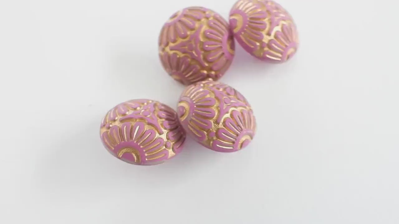 Set of 4 Vintage Inspired Purple Floral Buttons – 18mm Resin Shank Buttons for Decorating