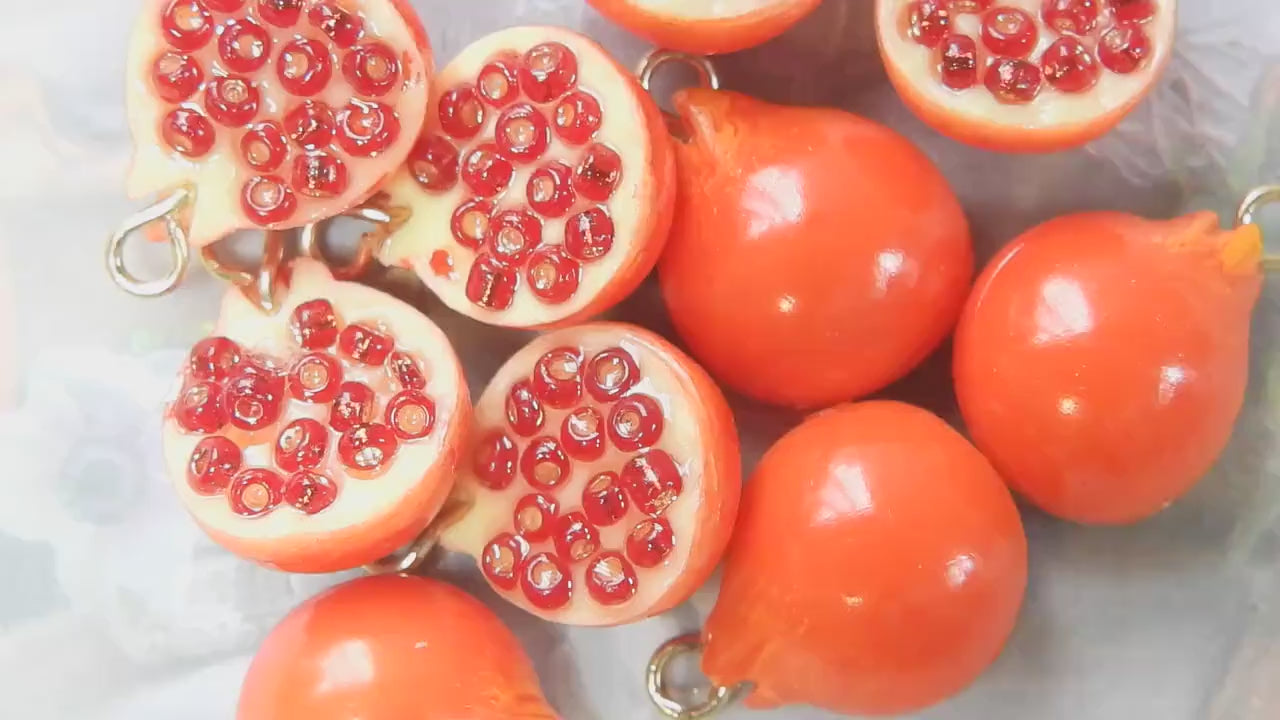 Pomegranate charms for fruit earrings and necklace jewelry