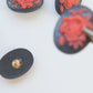 Black Red Flower Buttons cameo | Vintage inspired