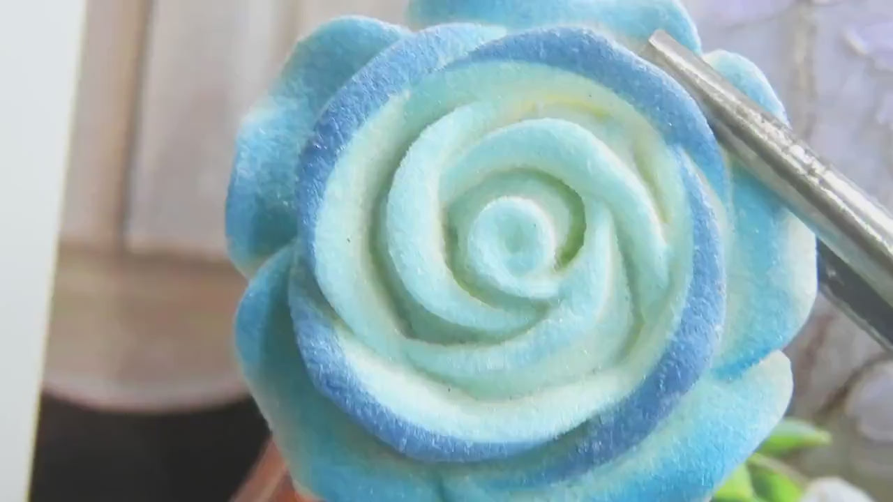 Blue rose flower button for decorative sewing