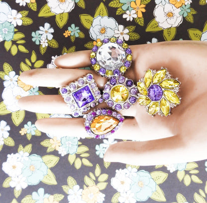 Buttons embellishments mauve, big purple rhinestone sewing buttons, button bouquet, jewelry making, large yellow buttons,1 inch 32mm