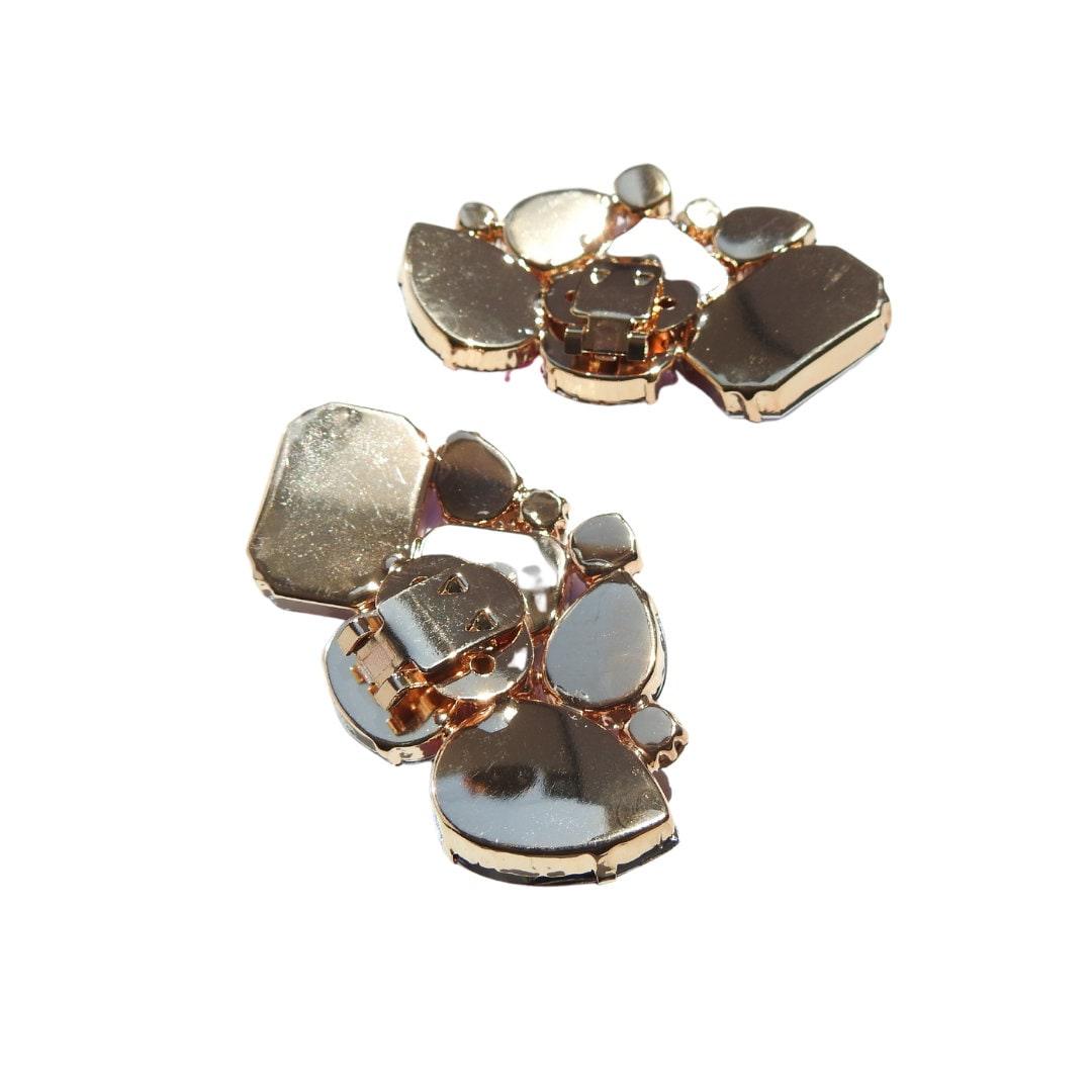 Detachable shoe clips with rhinestone crystal stones, for women. Good as a brooch or buckle and belts decorations. Fast Shipping. Pair 60 mm