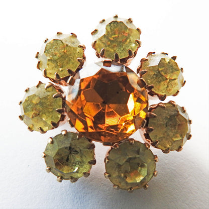 Vintage crystal flower broach pin, summer jewelry idea, small brooch for women, vintage rhinestone brooch