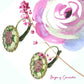 Vintage leverback drop earrings, flower leverback earrings, pink rose dangle earrings, One-of-a-Kind jewelry gift, old fashion earrings pink