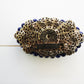 Blue vintage beaded brooch, oval shape. Timeless gift idea for brooches lovers. Unique Statement accessory piece for women. Artisan crafted
