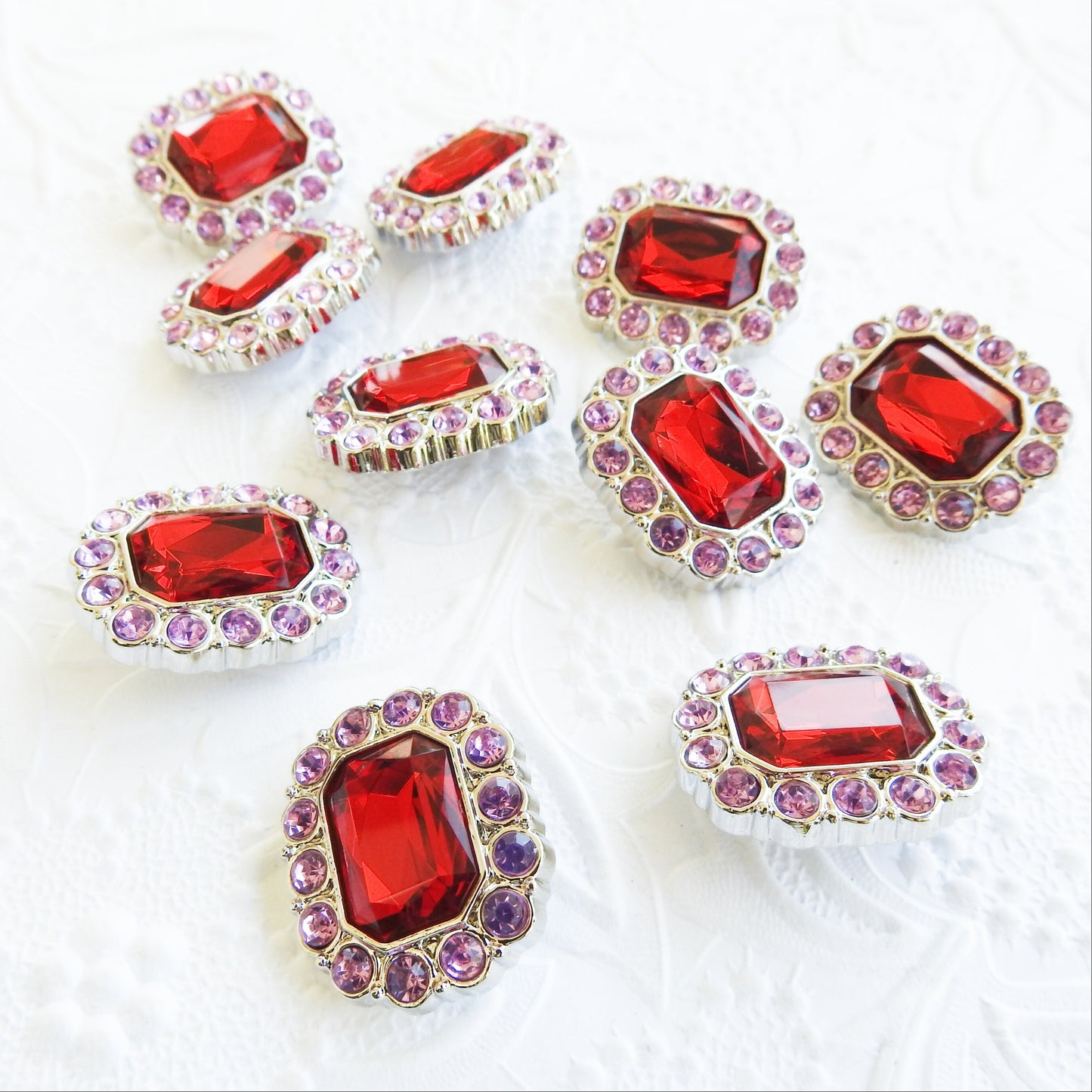 large red rhinestone buttons