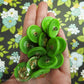 Green Czech Glass Buttons with Cat Design - Antique Style