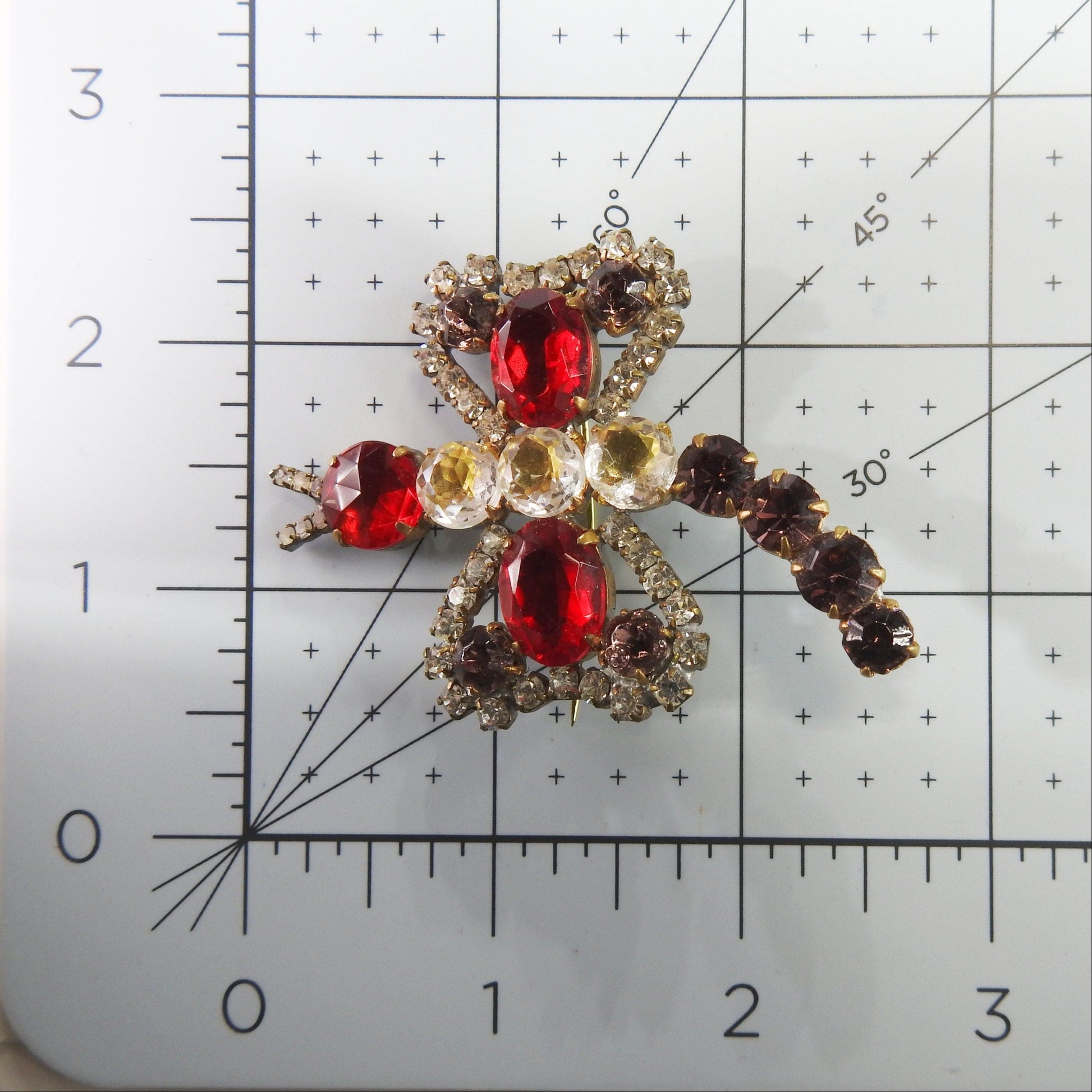 Exquisite Czech Glass Dragonfly Brooch: Luminous Rhinestones. Elegance for Fashionable Women. 50x40mm, Silver & Gold Tones. Gift for her.