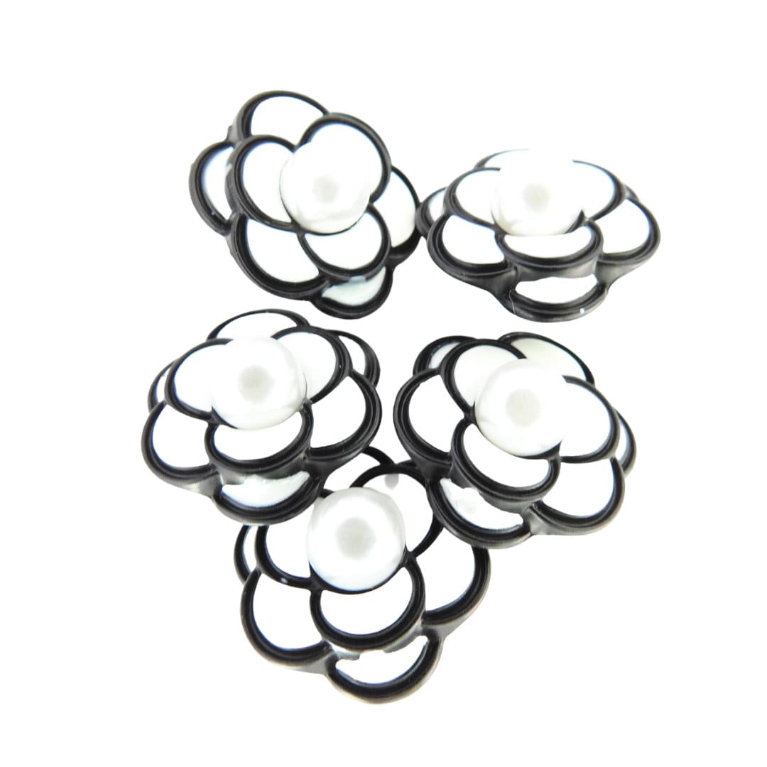 Classy Chic Fancy Camellia Decorative Buttons, 23mm w/ Shank, Lot of 5 | Luxury French Style for Home Decor, sewing or Crafts | Trendy Gifts