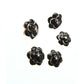 Camellia black flower buttons with a shank. Lot of 5 fancy buttons. Set of decorative embellishments to sew on. 23 mm