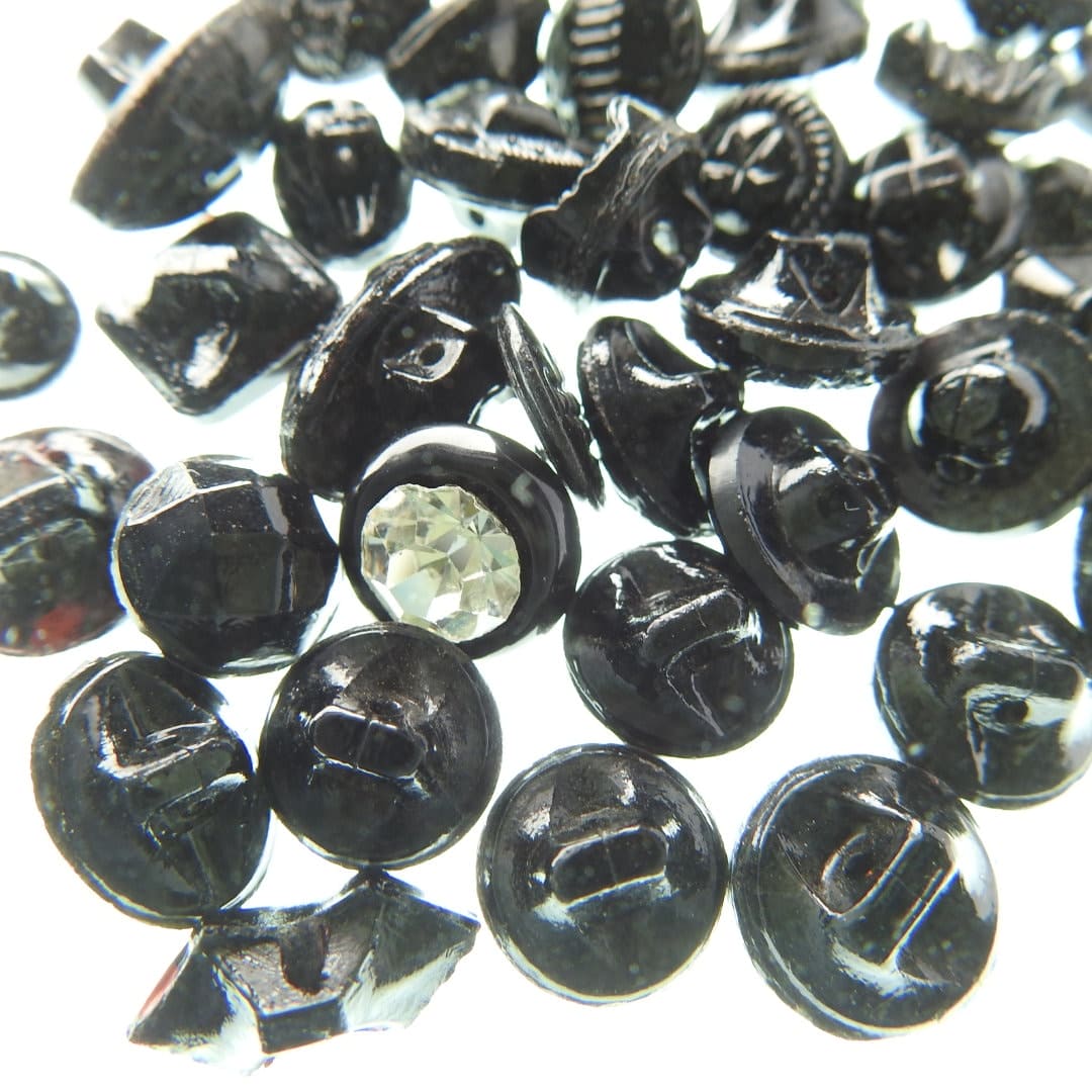 Tiny antique black buttons - lot of 40 - For sewing and jewelry. Gift idea for button enthusiasts. For coats, dresses, accessories. 5 mm