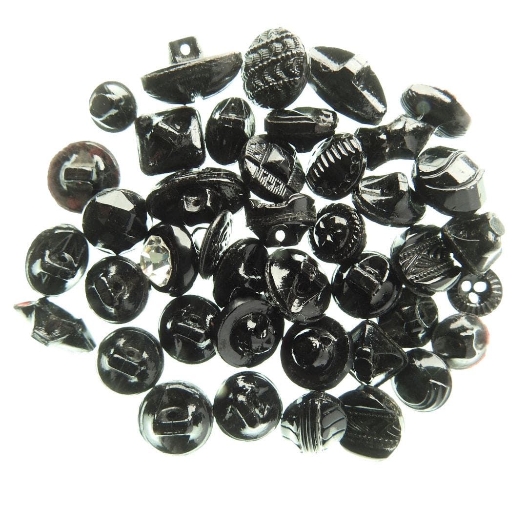 antique black glass buttons