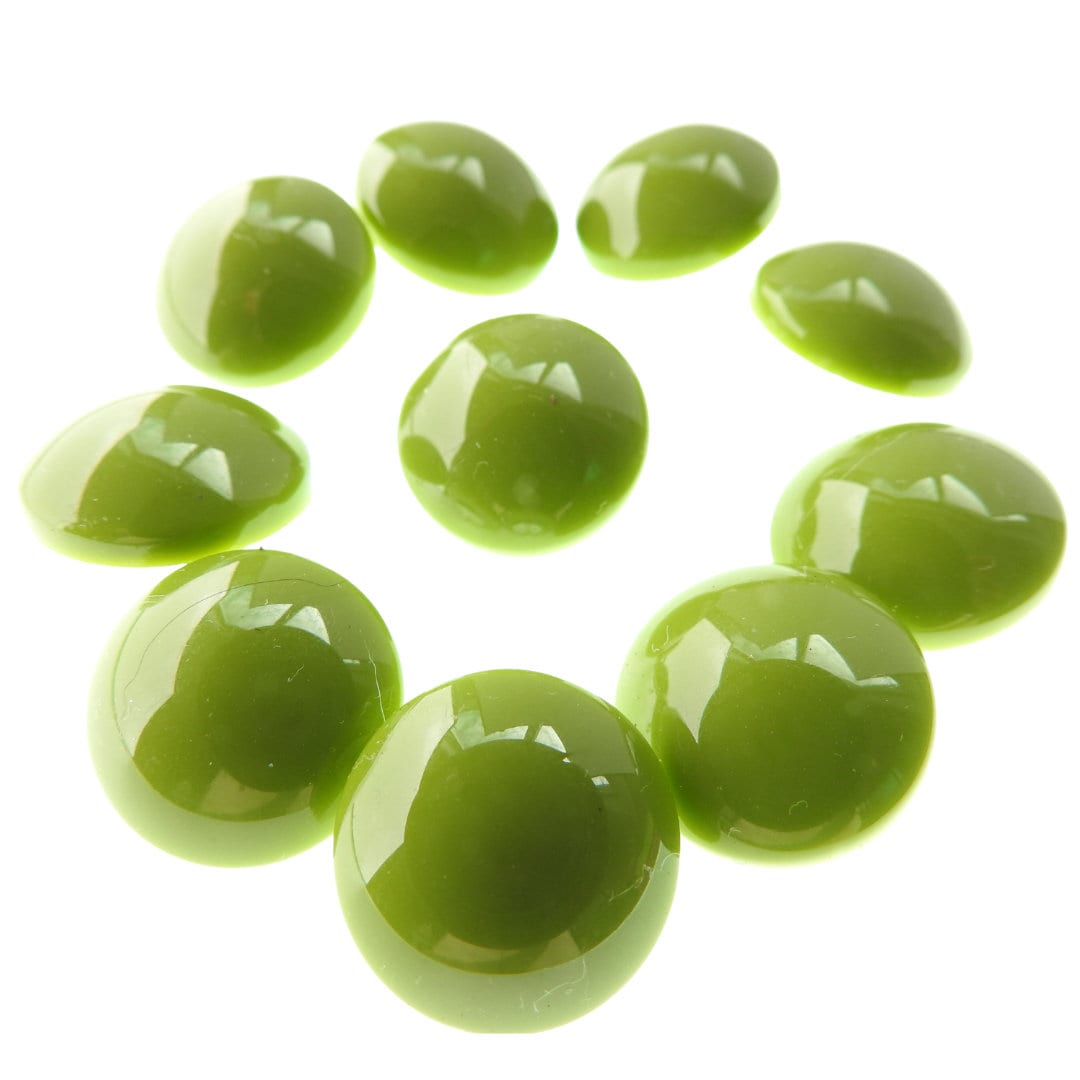 Round green buttons with shank. Olive green. For crafts and sewing on coats and dresses or knitting