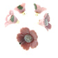 Pink ceramic buttons, daisy flower shape, and 3 dimensional. For stitching, knitting or sewing on clothes and jewelry. Set of 5, 17 mm