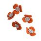 Set of 5 fun flower-shaped fashion buttons, orange and purple. Good for sewing on fabric, jewelry, hats, belts, collars, and corsages. 23 mm