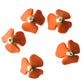 Set of 5 fun flower-shaped fashion buttons, orange and purple. Good for sewing on fabric, jewelry, hats, belts, collars, and corsages. 23 mm