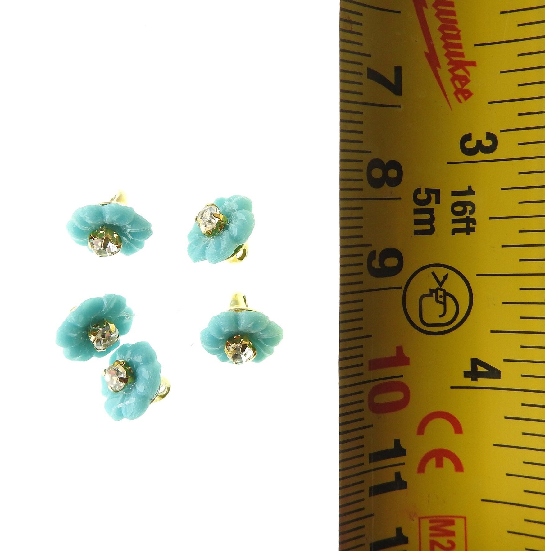 Tiny blue button flowers for sewing