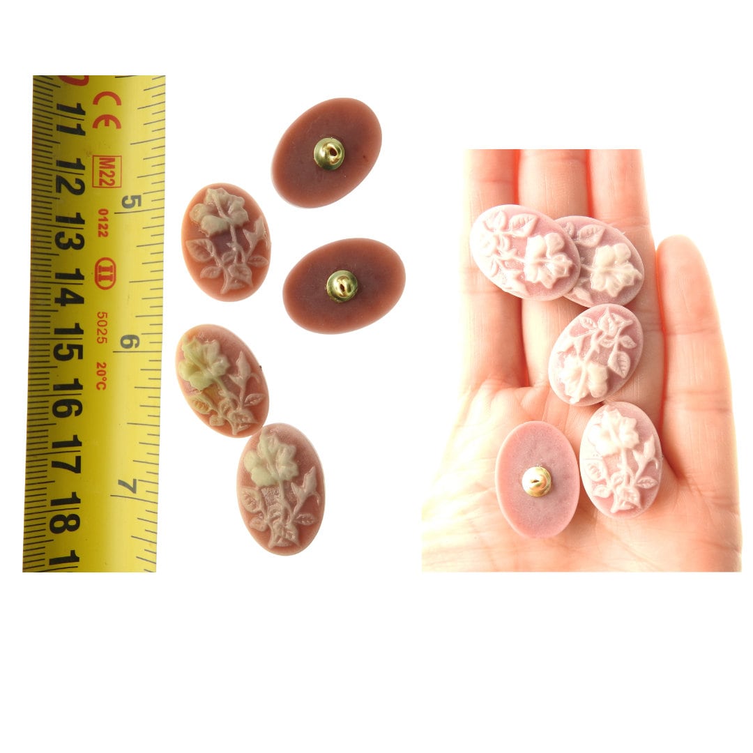 Fancy and decorative shank buttons for sewing. Pink pastel-colored