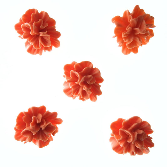 Large floral shank buttons for sewing and crafts - 5 pces, 25 mm, 1 in, orange - Embellishments for flower-themed party. Fun cool design.