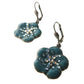 Enchanting 40mm Drop Blue Flower Earrings - A Vintage Boho Statement - Vintage floral dangle earrings - Gift for her