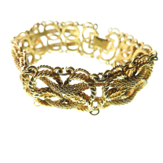 Vintage link chain bracelet for women. Retro jewelry present idea for a grandma, sister, wife. Gold color